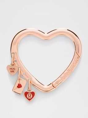 lululemon athletica Rose Gold Heart Key Ring with Red Charms